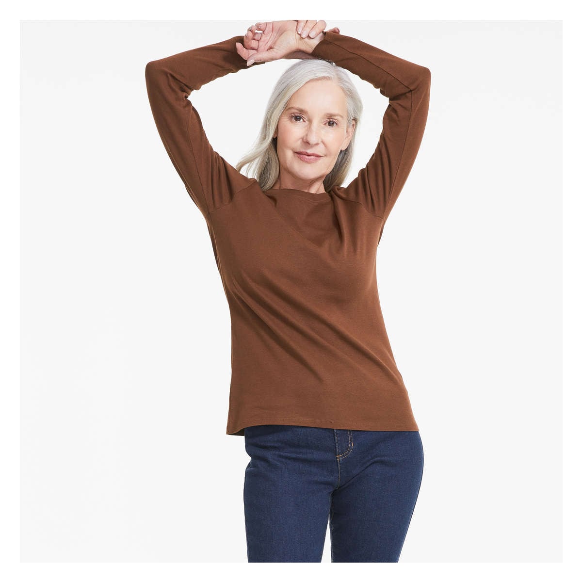 Organic Cotton Long Sleeve in Dark Brown from Joe Fresh